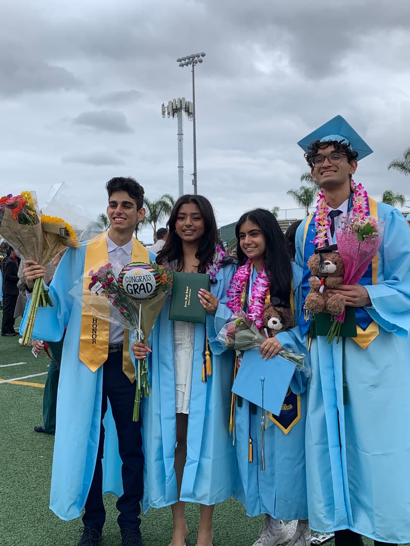 Photo of me, Meghaa, Bardia, Mannat at our high school graduation.